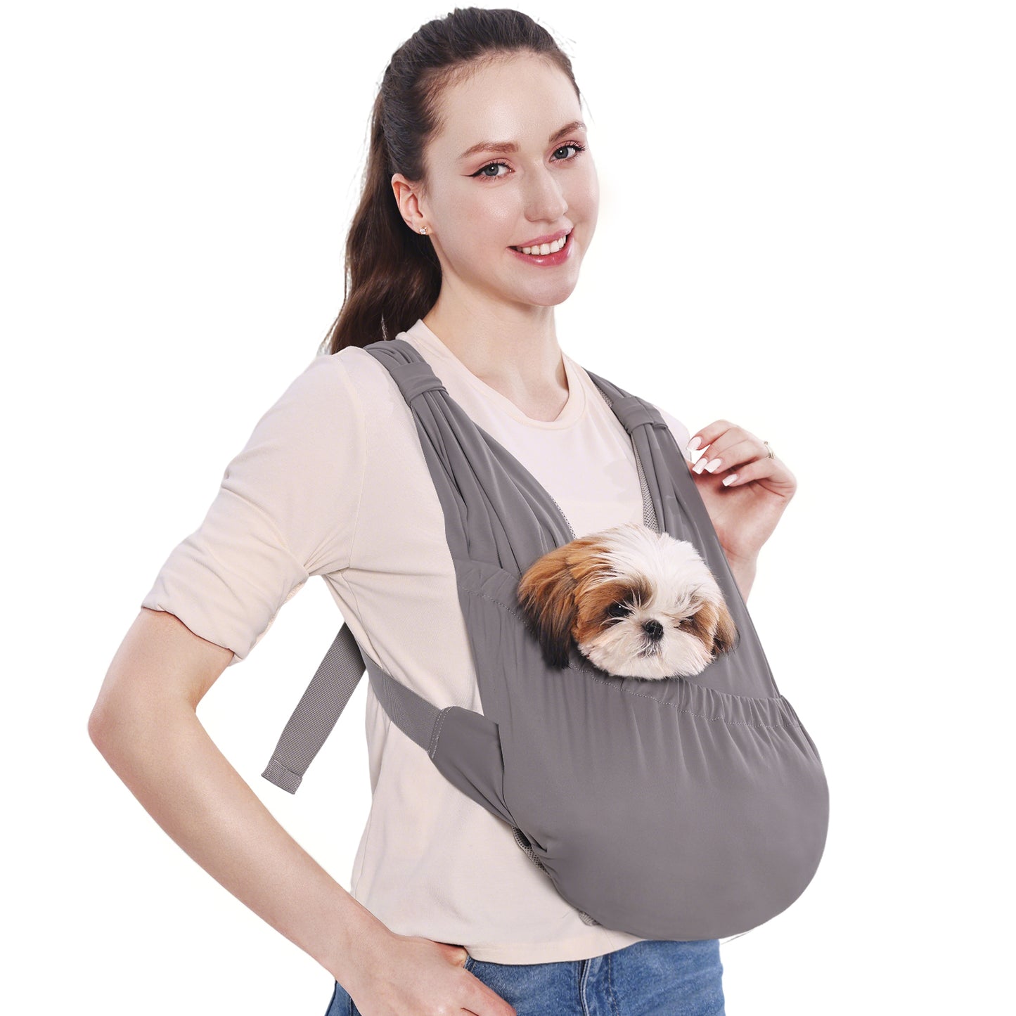 Supet Dog Sling Carrier for Small Pets, Hands Free Cat Sling, Reducing Back Neck Pain Anti-Anxiety Dog Front, Adjustable Soft Dog Carrying OB25C19