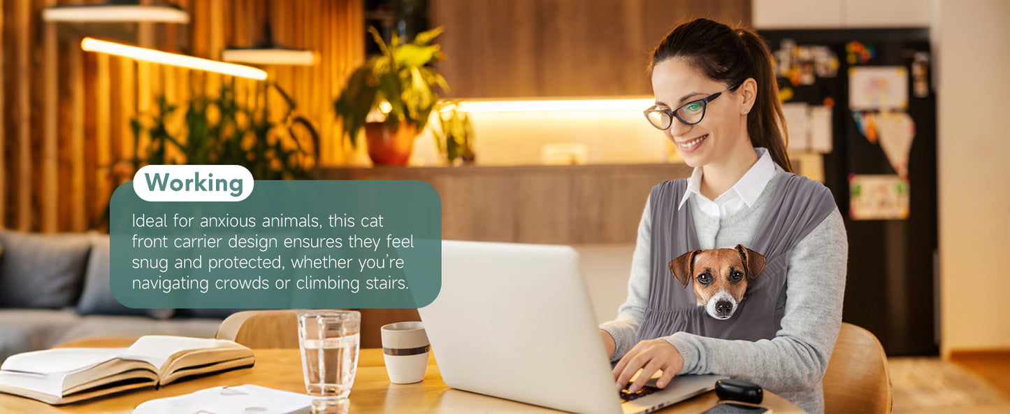 Supet Dog Sling Carrier for Small Pets, Hands Free Cat Sling, Reducing Back Neck Pain Anti-Anxiety Dog Front, Adjustable Soft Dog Carrying OB25C19