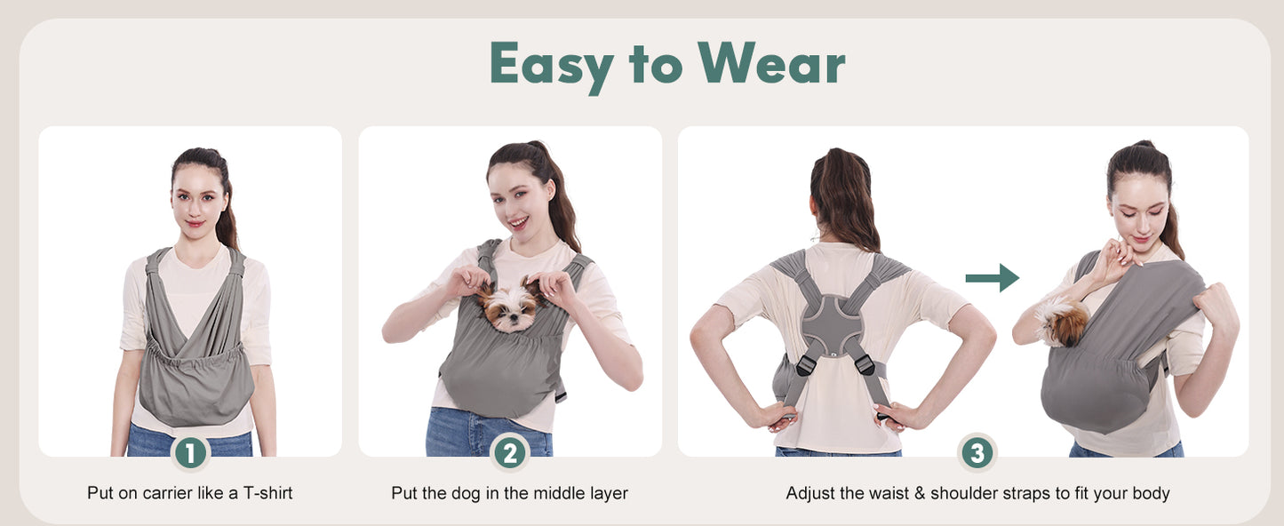 Supet Dog Sling Carrier for Small Pets, Hands Free Cat Sling, Reducing Back Neck Pain Anti-Anxiety Dog Front, Adjustable Soft Dog Carrying OB25C19