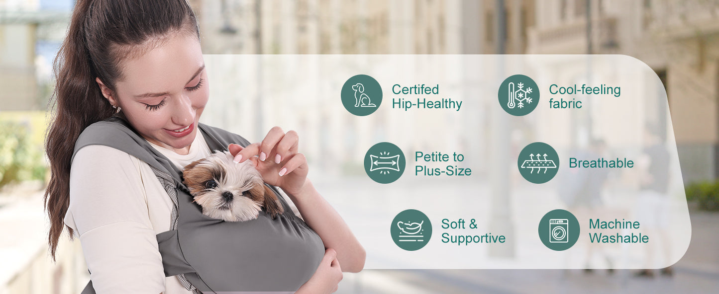 Supet Dog Sling Carrier for Small Pets, Hands Free Cat Sling, Reducing Back Neck Pain Anti-Anxiety Dog Front, Adjustable Soft Dog Carrying OB25C19